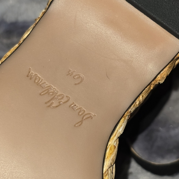 NWT Sam Edelman April Ankle-Strap Raffia-Wedge Sandals Black Size 6.5 - Picture 10 of 11